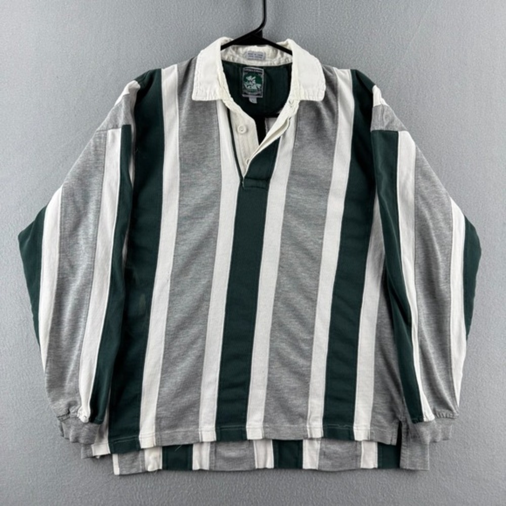Vintage McIntosh & Seymour Rugby Shirt Mens Large Green Cotton Long Sleeve 90s‎